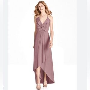 NWT Jenny Packham Dessy Group Draped Ruffle Chiffon Maxi Dress JP1006 Size 12